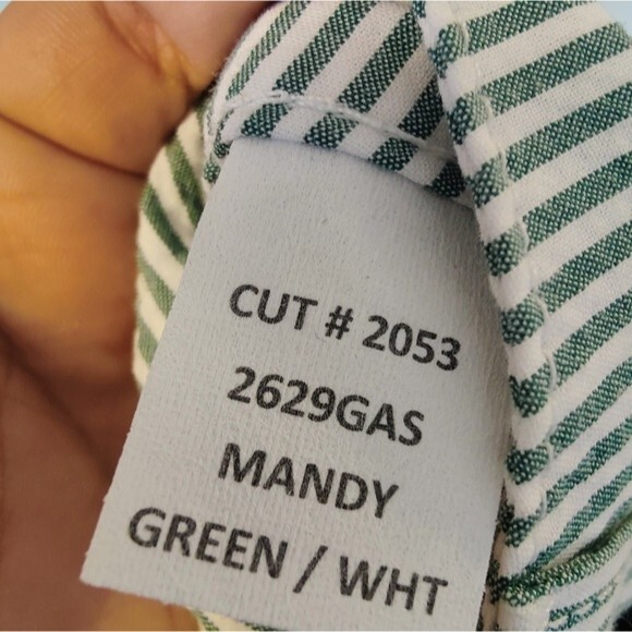 NWOT L'AGENCE Mandy High-Rise Seersucker Skinny Pants color green/white Size 26 - Picture 7 of 8